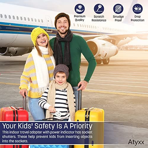 Atyxx America Plug Adaptor - Double Socket UK To US Travel Adapter, Power Indicator Light Easy To Remove Space Saver, UK To Thailand Plug Adapter, USA Plug Type B for Canada Mexico Dominican Republic — view 6