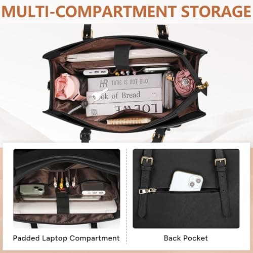 RAINSMORE Laptop Bags for Women with Insulated Lunch Compartment Work Bag — view 5