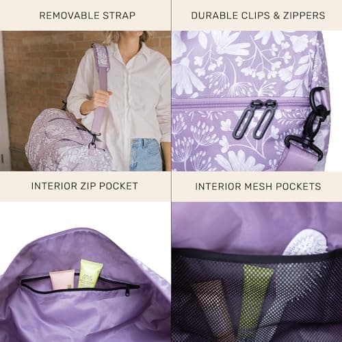 Jadyn 22" Women's Large Duffel/Weekender Bag with Shoe Pocket, Travel Bag, Dusty Lavender, L, Weekender — view 4