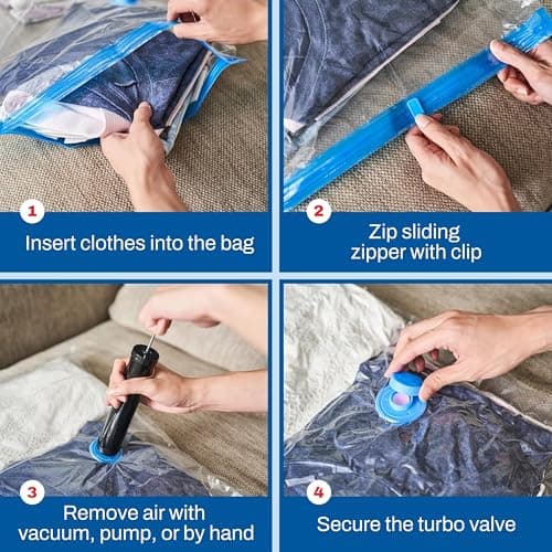 SpaceSaver Vacuum Storage Bags - Medium 10-Pack with Pump - Space Saving Compression Bags for Clothes, Bedding, and Linens - Airtight Vacuum Storage Bag Set for Travel, Home, and Organization — view 2