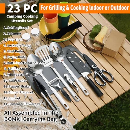 Berglander Camping Cooking Utensils Set 23 Piece, Camping Essentials Camping Accessories Gear Must Haves Camper and BBQ Utensils for Travel, Picnics, Camping, BBQ, Party and Other Outdoor Activities — view 3