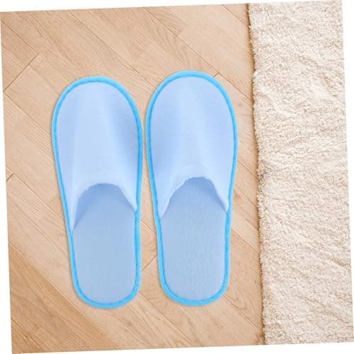 TOPPERFUN Disposable Guest Slippers 10 Pairs Light Blue Brushed Hotel Set — view 2