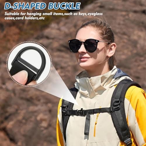 PEAPIN 2 Pairs Adjustable Backpack Chest Strap With Black D-Ring — view 3