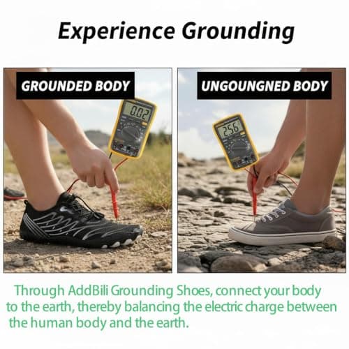 Grounding Barefoot Shoes with Copper , Effective Full-Chain Grounding, Grey-2socks, 7.5 Women/6.5 Men — view 6
