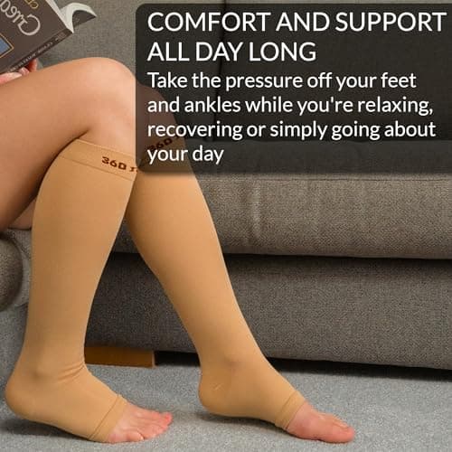 360 RELIEF Open Toe Compression socks for women & Men, S/M 3Pairs-Beige — view 5
