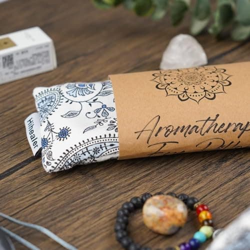 Hihealer Eye Pillow Yoga Meditation Accessories Lavender Aromatherapy Weighted Eye Mask for Sleeping, Yoga, Meditation, Self Care Relaxation Xmas Gifts for Women Mom (White * 2) — view 6