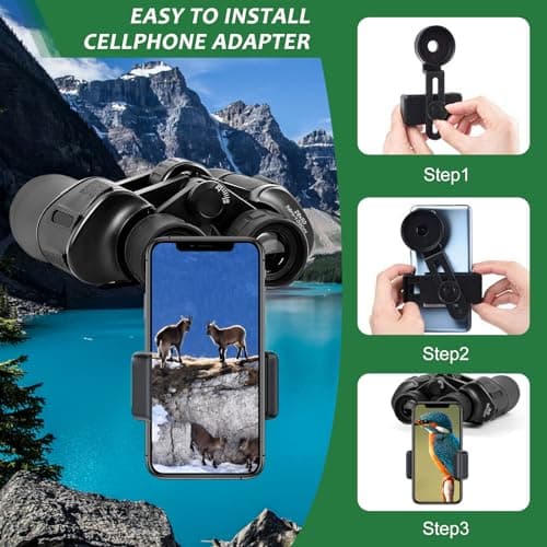 20x50 High Power Binoculars for Adults Bird Watching,Waterproof Binoculars Telescope with Clear Vision, BAK4 Prism, FMC Lens, Ideal Essenstials for Travel Camping Hiking Football Games Black — view 5