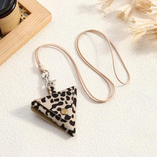 Sturdy Leather Necklace Pouches for Earphone and Coin Storage Small Long Designs for Fashionable Women Ladies Everyday Travel Necklace, M, as described, as described — view 6