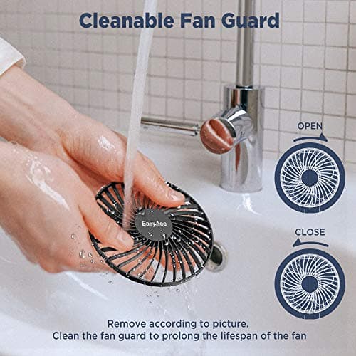 EasyAcc Handheld Fan Rechargeable,5000 Battery Operated Portable Fan [4 Speed 20 Hours Quiet Powerful Fan] Power Indicator/One Touch Power Off Foldable Personal for Travel Office Outdoor - Black — view 6