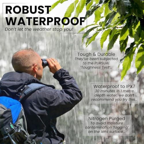 PURSUAL 10x42 Compact Binoculars for Adults High Power for Bird Watching, Hiking, Hunting, Concerts, Travel & Outdoor Adventures. Lightweight & Waterproof providing Crisp, Clear & Bright Images — view 6