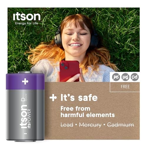 ITSON, D batteries, pack of 2, eco-friendly packaging of 95 Percentage recycled materials, for clocks, torches, remote controls, made in EU — view 5