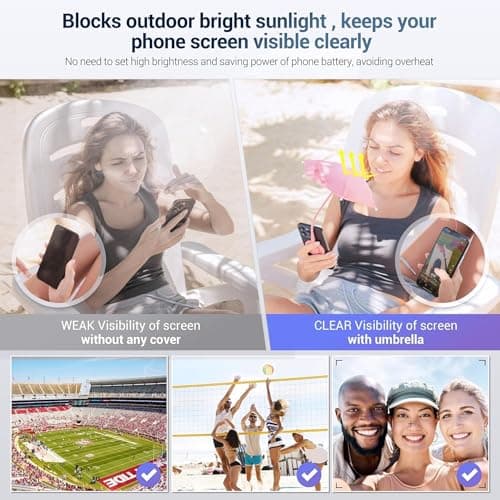 Magnetic Mobile Phone Umbrella Shade for Sun & Rotatable Phone Ring — view 4