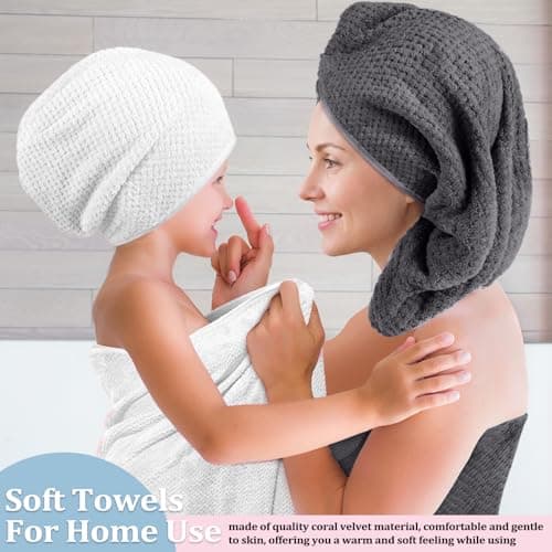 Preboun 12 Pcs Bath Towels and Washcloths 4 Sets Microfiber Bathroom Beach Pool Towel Set Quick Dry Coral Velvet Highly Absorbent for Fitness Sports Shower Travel Spa Hotel (Monochrome Neutrals) — view 3