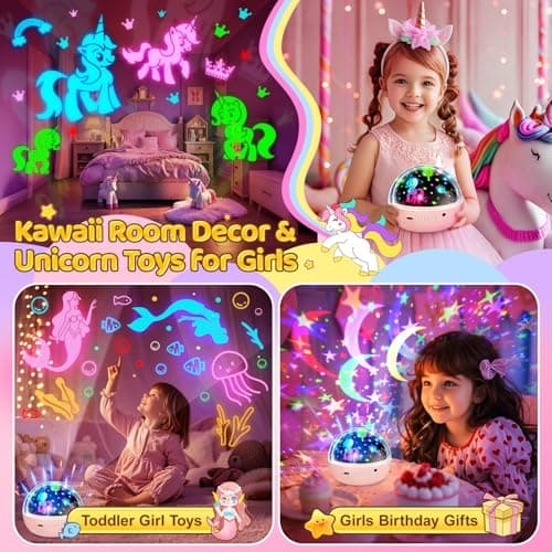 Night Light Projector 93 Modes+Remote, Unicorn Gifts for Girls 360°Rotate — view 6