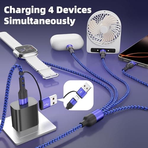 Travel Essentials Multi Charging Cable with 3 Type-C Ports/ iWatch Charger — view 2