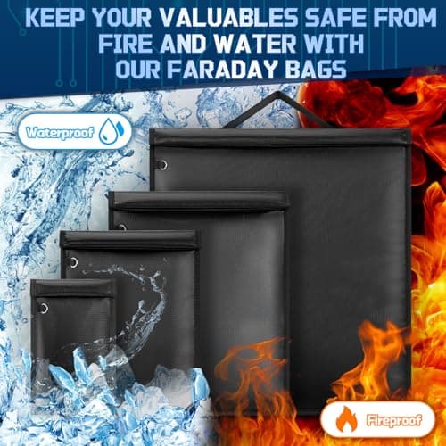Milifox Faraday Bags,4 Pack Faraday Cage for Cell Phone,Laptop,Tablet,Car Keys,Large EMP Bag,Waterproof and Fireproof EMP Protection — view 4