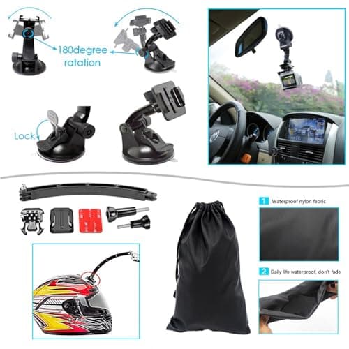 Reflex Camera Extended 59 in 1 Action Camera Accessories Kit compatible with GoPro Hero 13 & 9-12, DJI Osmo Action 2, 3, 4, Pro 5, Insta360 Ace Pro/Ace Pro 2 Akaso & other Sports Cameras Durable Case — view 3