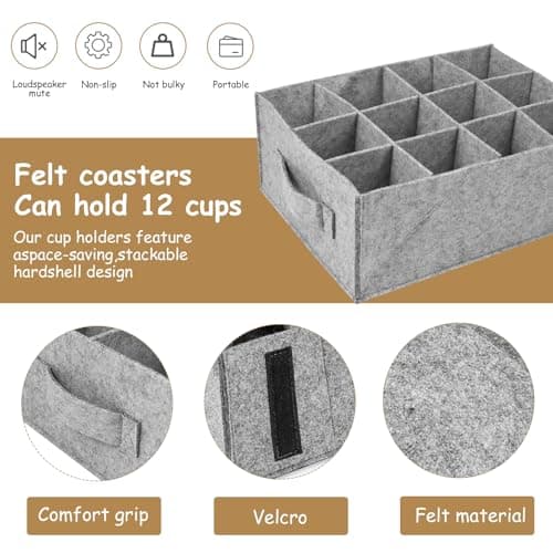 Felt Cup Holder Camping with 6/12 Compartments Camping Tableware Storage — view 3