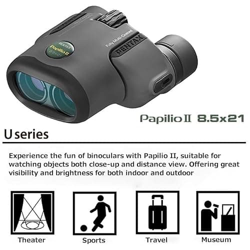 Pentax Papilio II 8.5x21 Compact Binoculars for Bird Watching, Traveling, Sports and Theater 50 cm Close-Up Viewing for Museums Bright and Clear By Fully-Multi Coated, Bak4 Prism and Aspherical Lens, PapiloⅡ 8.5x21 — view 2