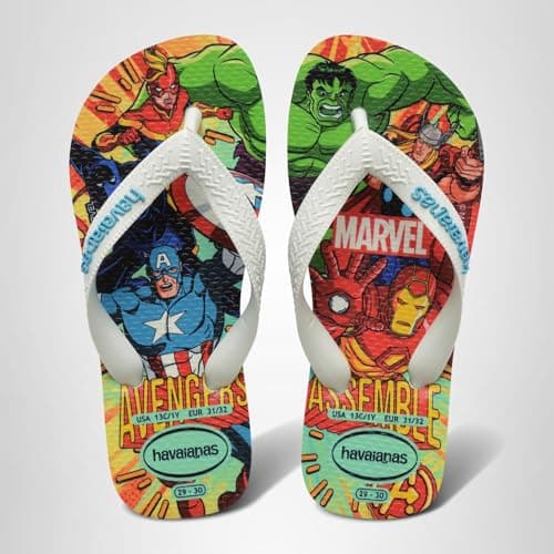 Havaianas Kids Top Marvel II Boys FlipFlop White/White/Blue 10/11 UK Child — view 6