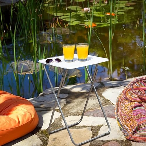 Premier Housewares Folding Camping Table - Foldable Outdoor Table for Drink Coffee - Lightweight Small Picnic Table for Camp - White Collapsible Kitchen Work Table — view 5