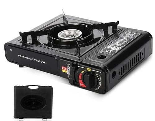 UTTAM Black Portable Camping Stove with Cary Case | EN417 Compliant Camping Portable Stove | Camping Stove with Automatic Ignition & Heat Control (Stove)