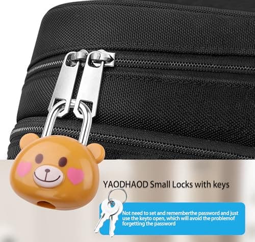 YAODHAOD Cute Little Bear Lock with Keys, Mini Padlock for Gym Lockers, Diaries, Jewelry Boxes, Suitcases & Backpacks Luggage Locks(2PCS) (Brown) — view 4