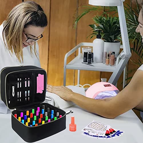 Nail Polish Organiser, Double Layer Travel Nail Storage Organiser (Black) — view 6