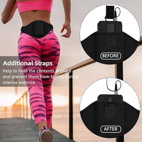 Microphone Belt with Anti Drop Strap, Neoprene Microphone Carry Bag, Adjustable Sweat Absorbing Belt Pouch for Vertical Microphone Fitness Teacher Speaker Theatre, Black, Microphone Belt — view 2