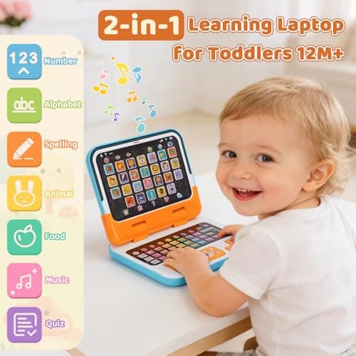 Dreamon Kids Laptop 2-in-1 Toy Laptop Computer for Toddler Children Detachable Kids Tablet with Alphabet Music Lights Sounds Educational Montessori Toys for 12M+ 1 2 3 Years Old — view 2