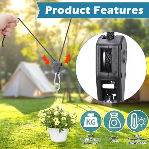 Hejo 6 Pack Tent Guy Ropes, 1/8 Inch Adjustable Rope Ratchet — view 2
