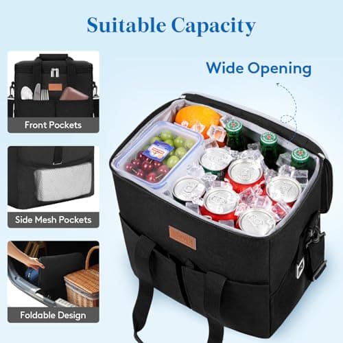 Lifewit Insulated Cool Bag with 30-Can Capacity, Black — view 5