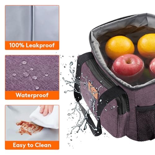 Lifewit Lunch Bag 9L 12 Can Insulated Lunch Box Soft Cooler Cooling Tote for Adult Men Women, Purple — view 6