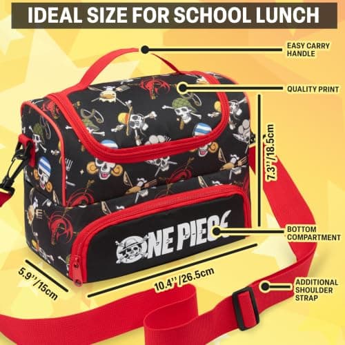 Get Trend One Piece Insulated Boys Lunch Bag with Compartments, Cooler Bag for Kids Lunch Box & Snacks, Food Carrier for School Travel & Picnics, School Supplies Anime Manga Gifts for Boys — view 4