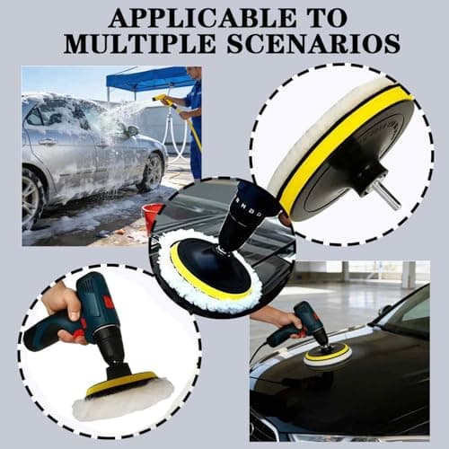 13 PCS Car Polishing Pads for Drill, 100mm Wool Buffing Pads Kit with Backing Plate M14 Drill Adapter for Car Detailing Waxing Buffing Furniture Polishing Kit — view 6