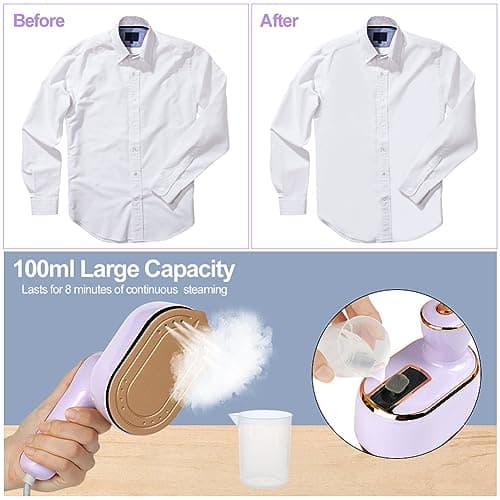 AUAUY Mini Steam Iron, 1000W Portable Handheld Travel Steam Iron(Purple) — view 4