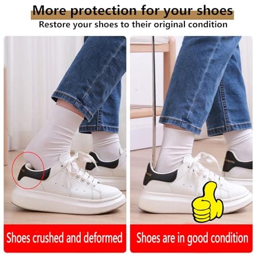 laeeyin Shoe Horn Metal Small 15 cm Shoe Horn Small Short Stainless Steel Shoe Horn Very Stable with Hanging Hole Ergonomic Shape for Men, Women, Children, Seniors, Silver — view 5