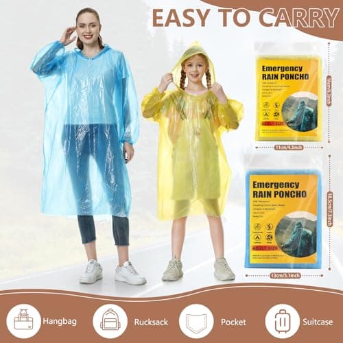 Habaylin Rain Poncho, Poncho Waterproof Adult Clear Disposable Family Pack — view 6