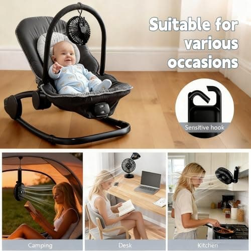Large Portable Handheld Desk Fan, 6 Inch Blades, 180° Foldable for Travel — view 4