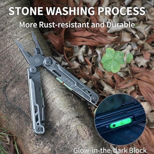 Gifts for Men, Upgraded Stone Wash Multi Tool, Stainless Steel Multitools Foldable Spring Pliers with Screwdriver, Pocket Clip, Ideal for Camping, Hiking, Home Repair - Gift for Dad Father's Day Gifts — view 2