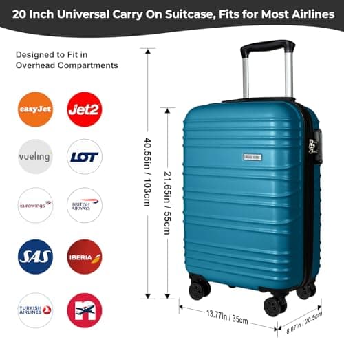 Luggage Depot 55x35x20cm Cabin Suitcase, TSA Lock, Short Trips Ice Blue — view 2