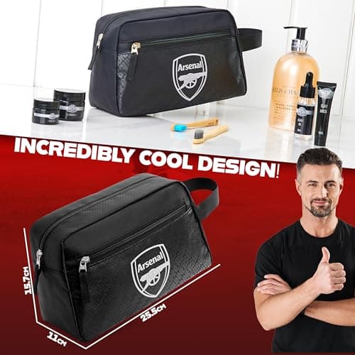 Arsenal F.C. Toiletry Bags for Men, Hanging Travel Wash Bag with Zipped Pockets, Football Gifts for Kids Teens Adults — view 6