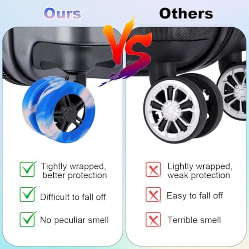 flintronic Luggage Wheel Protector, 8PCS Silicone Suitcase Wheel Covers, Reduce Noise Luggage Wheels Sleeve, Anti Scratch Luggage Wheel Protector for Most Suitcases — view 4