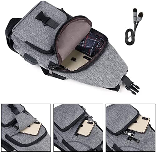 flintronic Sling Bag, Chest Bag with USB Charging Port, Men Women Lightweight Crossbody for Hiking,Cycling, Traveling (Include 1*USB Cable) — view 4