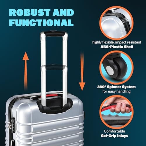 Monzana® 4 Piece Suitcase Set, Luggage Sets for Travel, 4 Wheels, Silver — view 4