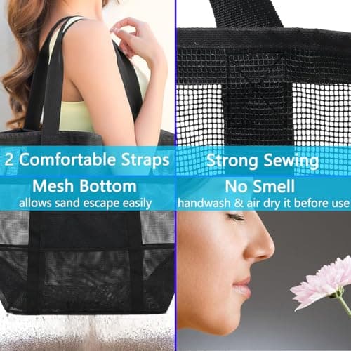 Multifunctional Mesh Beach Bag, Extra Large Travel Organizer (Purple) — view 5