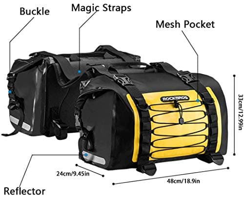 ROCKBROS Motorcycle Pannier Bag Luggage Saddle Bag Water-Repellent Motorcycling Rear Seat Carrier Large Capacity Motorbike Travel Accessories Yellow 62L — view 6