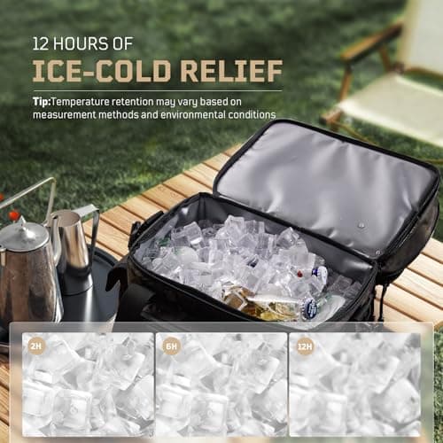 1TG Tactical Insulated Lunch Bag, Cooler Bag Thermal Food Delivery Bag Insulated Picnic Lunch Bag Foldable Cool Box for Work Travel Camping Picnic Beach, 18L-24L, Camo Black — view 4