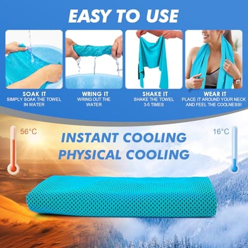 CSITE 6 Pack Cooling Towels (120x30cm) for Neck and Face, Ice Towel for Hot Weather, Soft Breathable Chilly Gym Towels, Microfiber Towel for Work Out, Yoga, Running, Camping & More Activities — view 2