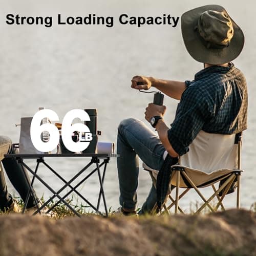 Outplea Small Camping Table Foldable, Lightweight Aluminum Roll-up Picnic Table, Outdoor Table Portable for BBQ Fishing Beach, Black — view 6